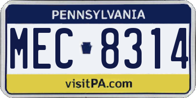 PA license plate MEC8314