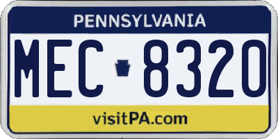 PA license plate MEC8320