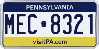 PA license plate MEC8321