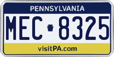 PA license plate MEC8325