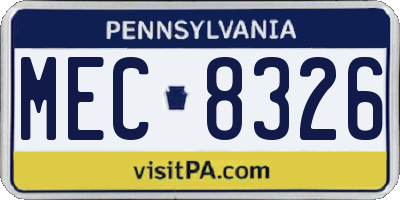 PA license plate MEC8326
