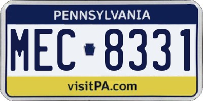 PA license plate MEC8331