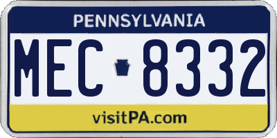 PA license plate MEC8332