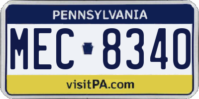 PA license plate MEC8340