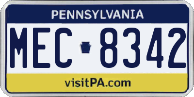 PA license plate MEC8342