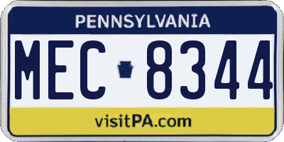 PA license plate MEC8344