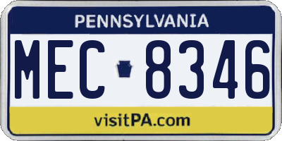 PA license plate MEC8346