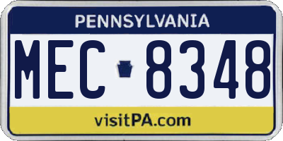 PA license plate MEC8348