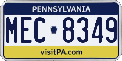 PA license plate MEC8349