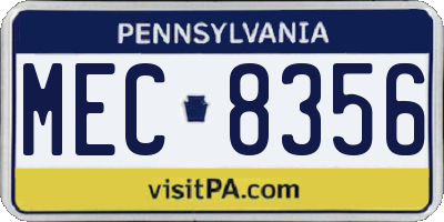 PA license plate MEC8356