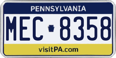PA license plate MEC8358