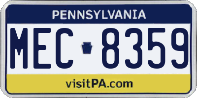 PA license plate MEC8359