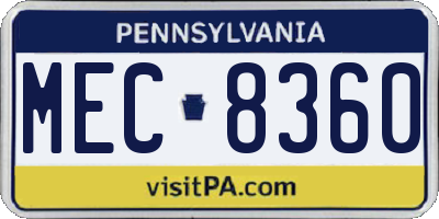 PA license plate MEC8360