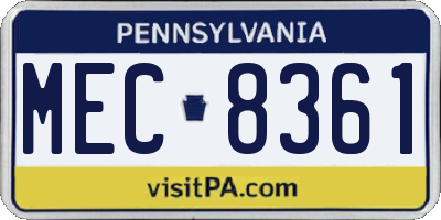 PA license plate MEC8361