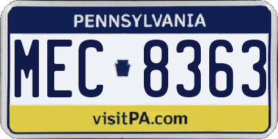 PA license plate MEC8363