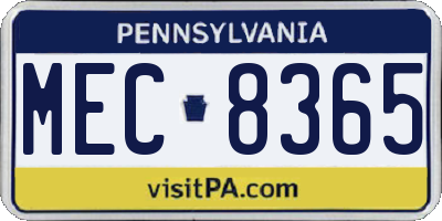 PA license plate MEC8365