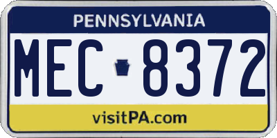 PA license plate MEC8372