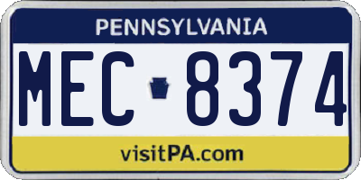 PA license plate MEC8374