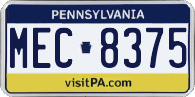 PA license plate MEC8375