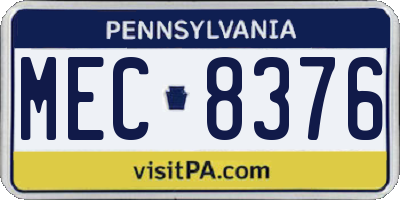 PA license plate MEC8376