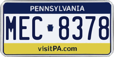 PA license plate MEC8378