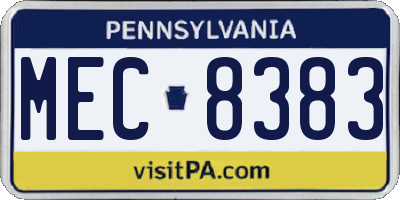 PA license plate MEC8383