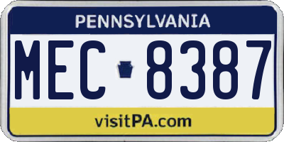 PA license plate MEC8387