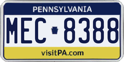 PA license plate MEC8388