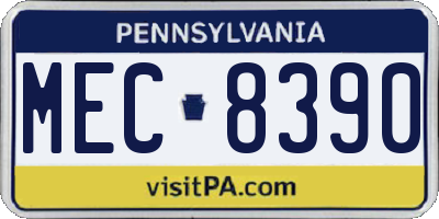 PA license plate MEC8390