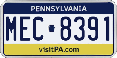 PA license plate MEC8391