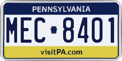 PA license plate MEC8401