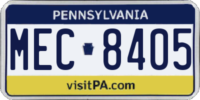 PA license plate MEC8405