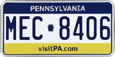 PA license plate MEC8406