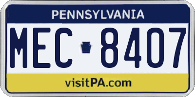PA license plate MEC8407