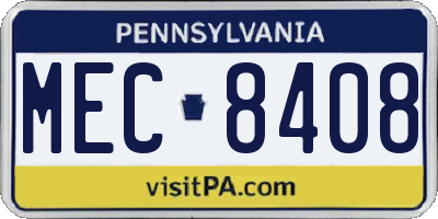 PA license plate MEC8408