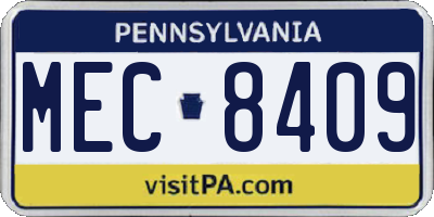 PA license plate MEC8409