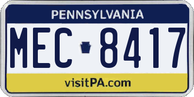 PA license plate MEC8417