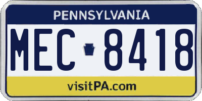 PA license plate MEC8418