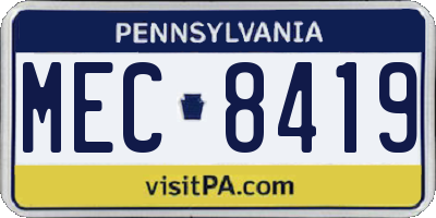 PA license plate MEC8419