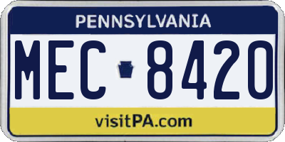 PA license plate MEC8420