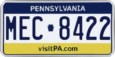 PA license plate MEC8422