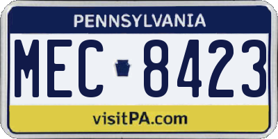 PA license plate MEC8423