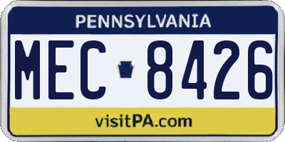 PA license plate MEC8426