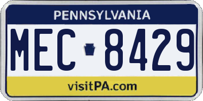 PA license plate MEC8429