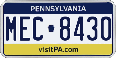 PA license plate MEC8430
