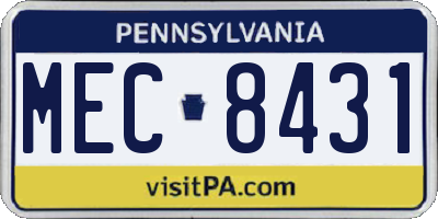 PA license plate MEC8431
