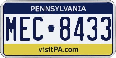 PA license plate MEC8433