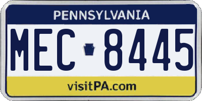 PA license plate MEC8445