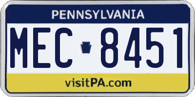 PA license plate MEC8451