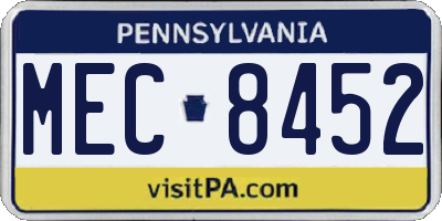 PA license plate MEC8452